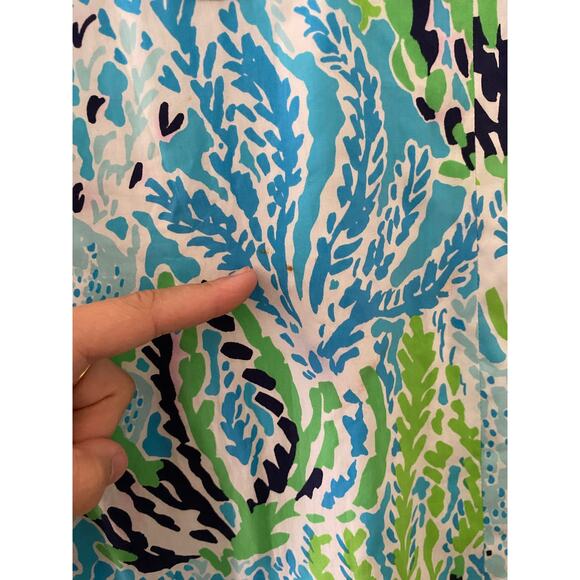 Lilly Pulitzer Janice Blue Green Gold Sheath Shift Dress 2 Flaw Minor - Picture 5 of 10